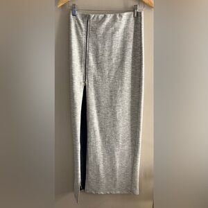 Gray Maxi Skirt with Side Zipper